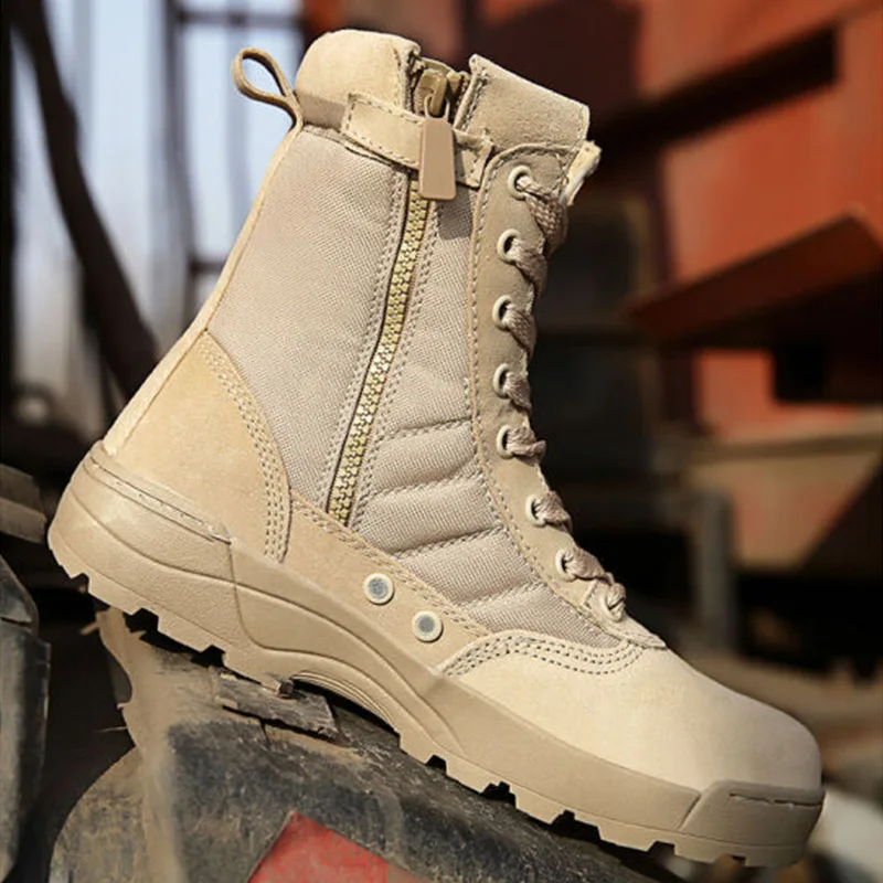 

Men's Outdoor Activity Leather Military Boots Breathable Army Combat Boots Plus Size Desert Hiking Boots