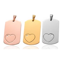 3pcslot stainless steel mirror polish blank rectangle heart pendant wholesale jewelry finding accessories name dog tags