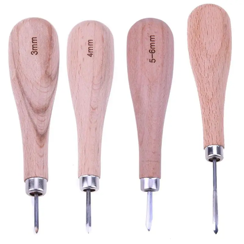 Профессиональный набор Шил Для шитья кожи 3 мм 4 5/6 деревянная ручка для пробивки