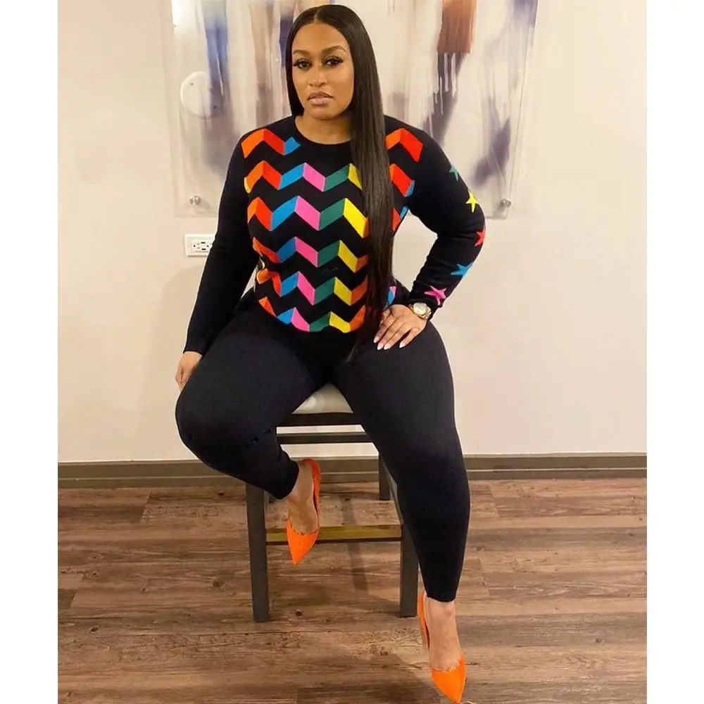 Женские костюмы с геометрическим принтом в виде звезд повседневный Женский