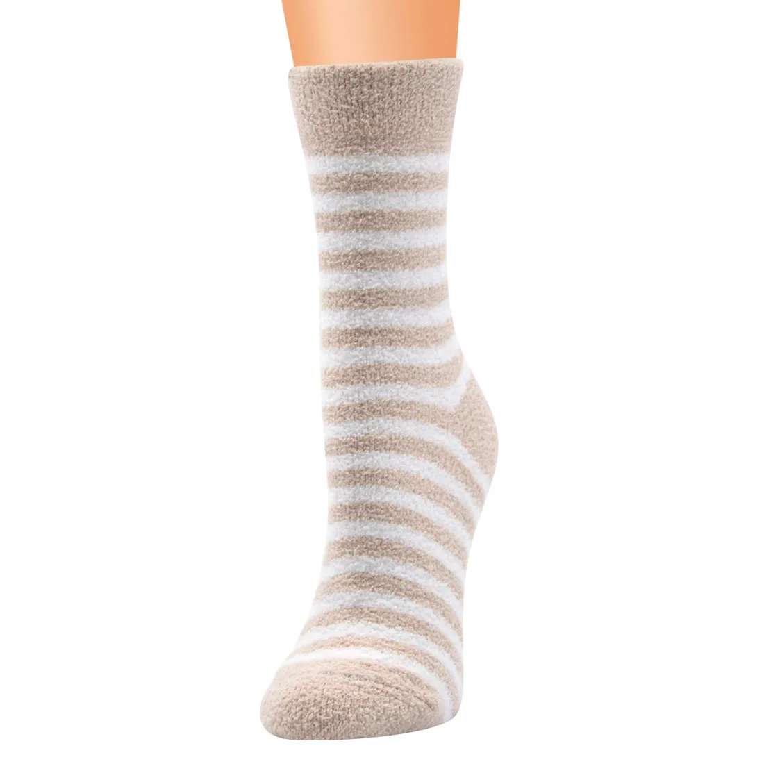 One Size Fit All Middle Tube High Quality Ankle Size Striped Coral Fleece Velvet Socks For Women And Girls