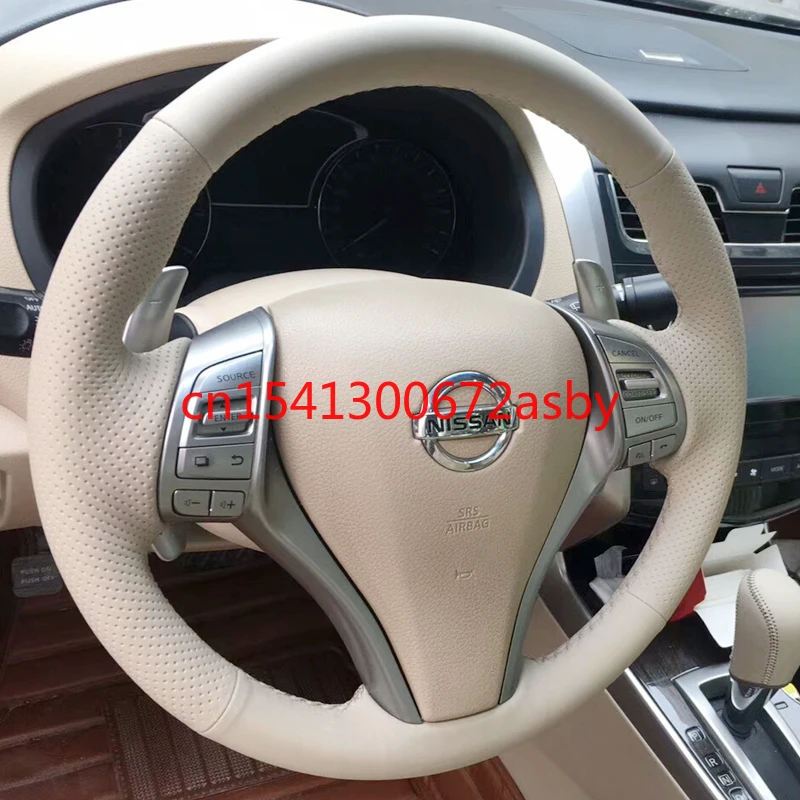 

For Nissan New TEANA Kicks TERRA QASHQAI X-TRAIL DIY all-inclusive imitation mahogany leather car interior steering wheel cover