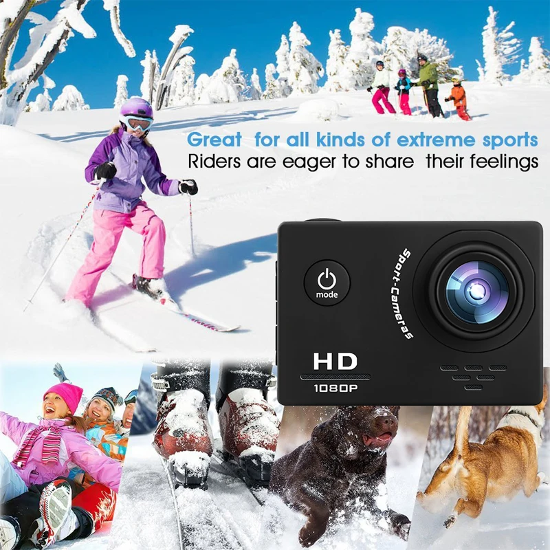 1080P Full HD Экшн камера 12 МП Спортивная 2 0 ''LCD 170D 30m Go Waterproof pro Sports DV Mini Helmet