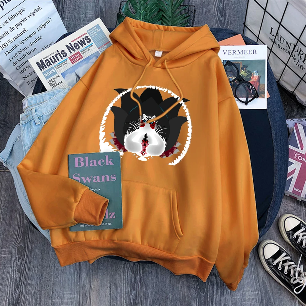 Красивая девять хвостов Женская Толстовка Осенняя мода с капюшоном Harajuku S-Xxl