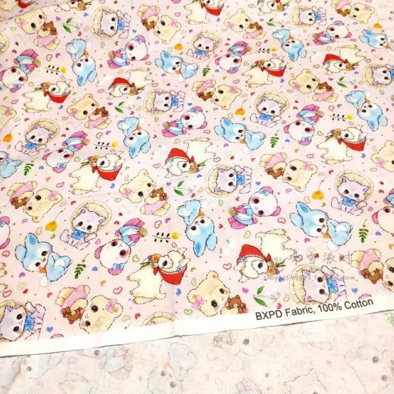 BTY 1 ярд хлопчатобумажная ткань-кавайные Мультяшные персонажи милые японские