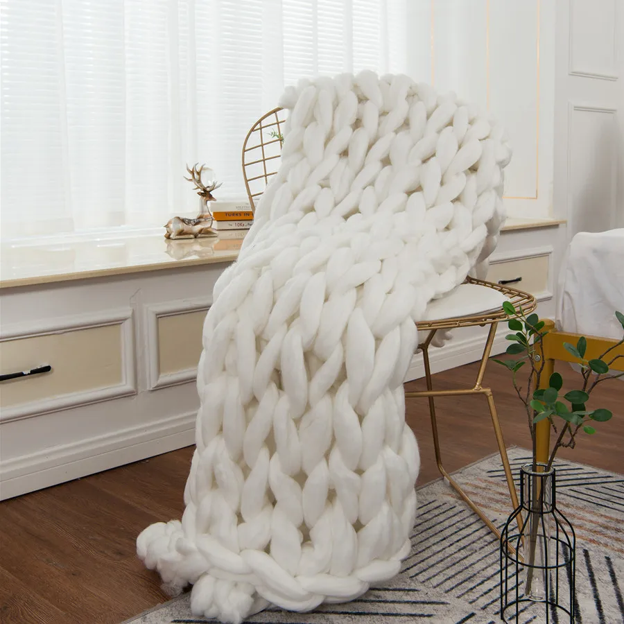 Вязаное одеяло s пряжа вязаное ручная вязка мягкое теплое крупное дешевое