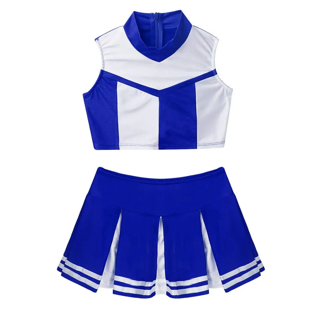 Детский костюм черлидера для девочек Укороченный топ на молнии с плиссированной