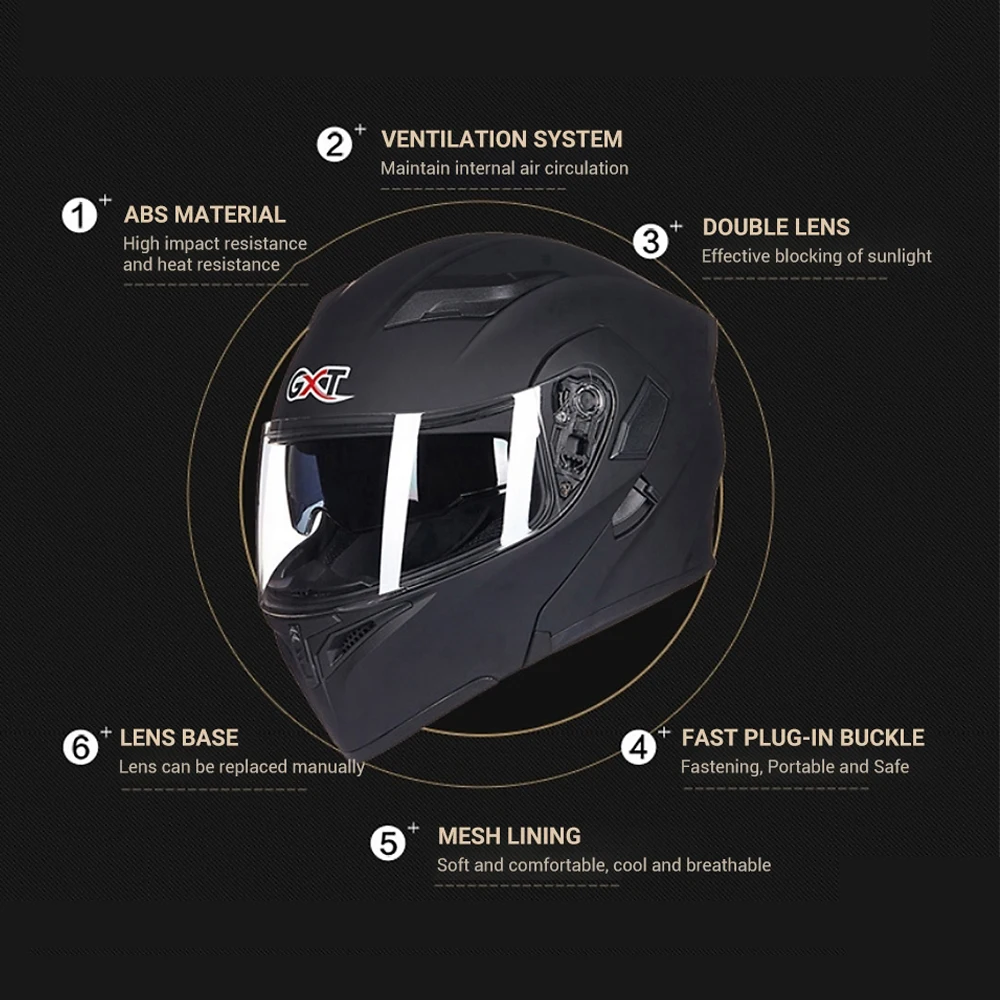 Мотоциклетный шлем GXT защитный с откидной крышкой для мотокросса каска двойные