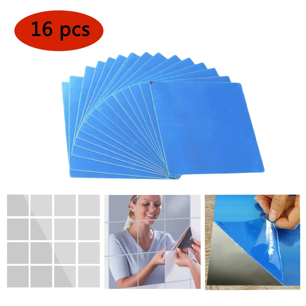 Самоклеящаяся квадратная зеркальная стеклянная плитка настенная наклейка