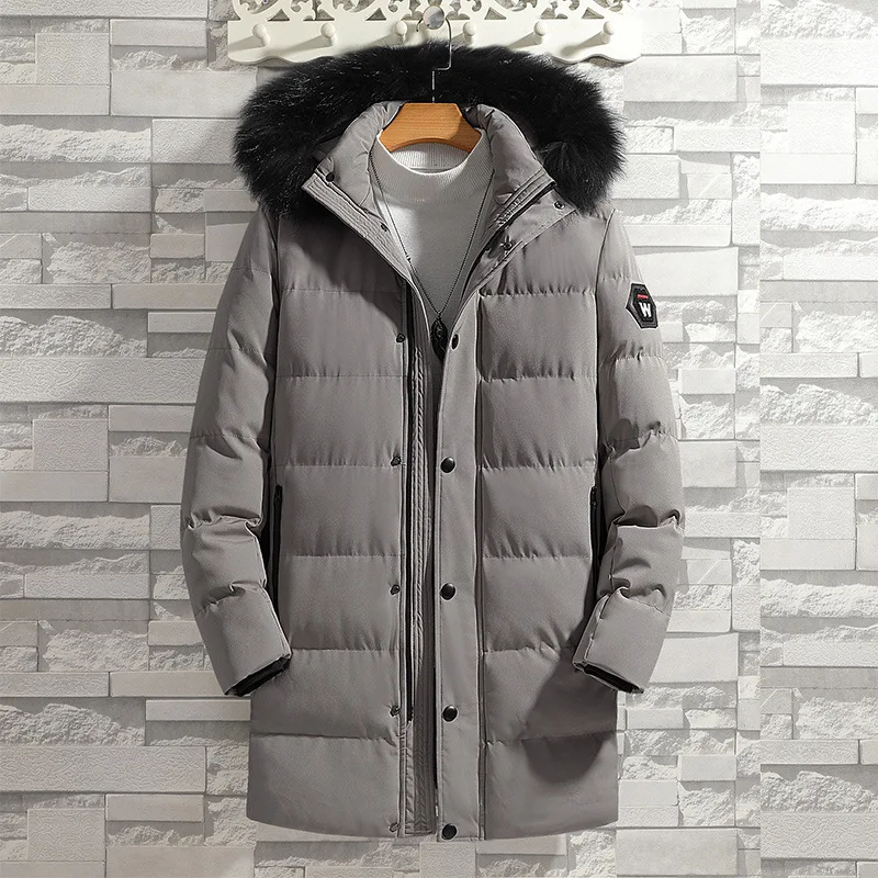 

Winter Coat Men Fur Collar Long Parka Coat Man Outwear Overcoat Bubble Jacket Men Hooded Jacket Slim Fit Autumn Puffer Jacket