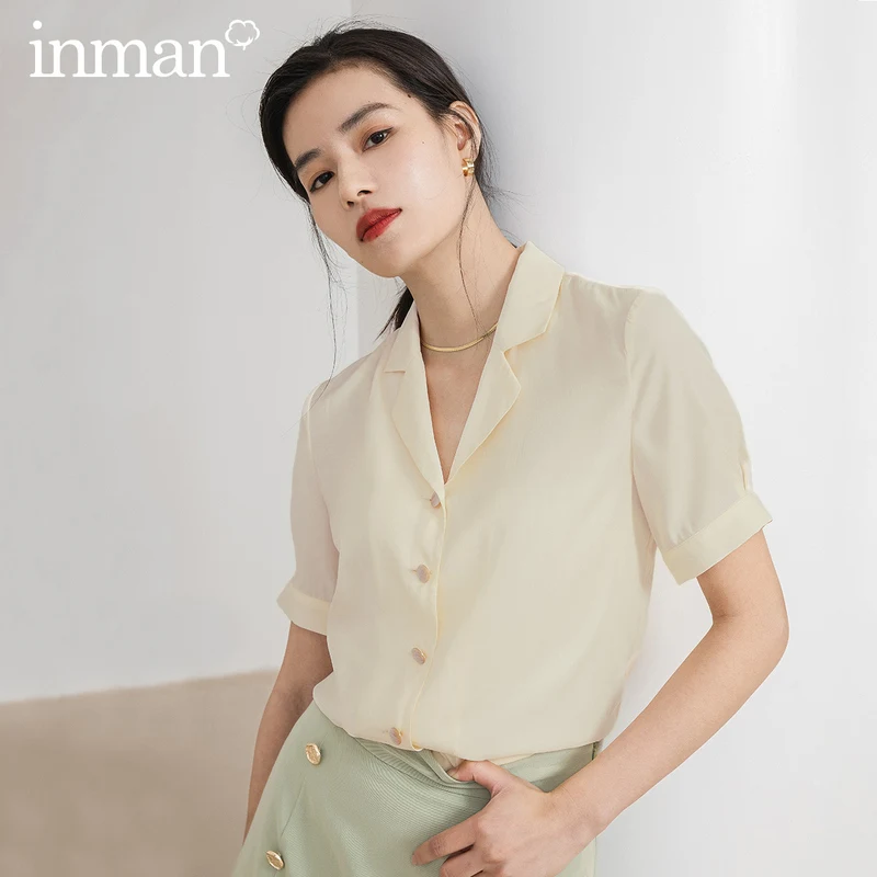 INMAN элегантная летняя блузка в офисном стиле с отложным воротником | Женская