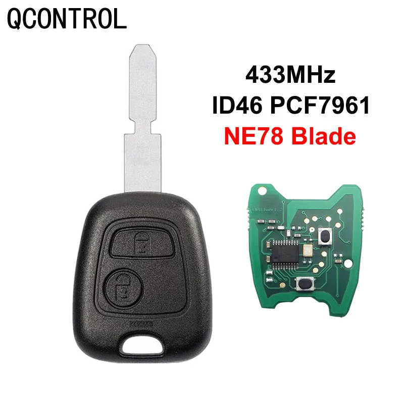 

QCONTROL Car Remote Key DIY for PEUGEOT 406 407 408 Complete Vehicle Key NE78 blade