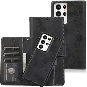 for samsung s21 ultra case detachable folio flip magnetic wallet phone cover for galaxy s22 plus s20 fe note20 s10 plus a72 a52 free global shipping