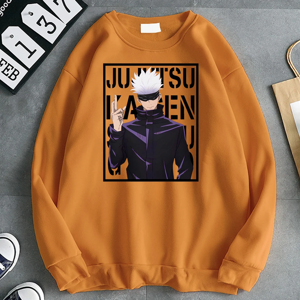 

Толстовка мужская с длинным рукавом и принтом, повседневная винтажная уличная одежда с капюшоном, аниме джутсу, кайсен, Сатору, годзо, свитш...