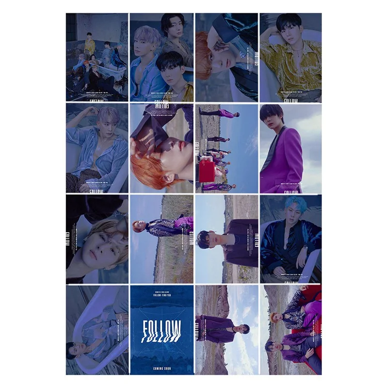 Новая мода 16 шт./компл. MONSTA X альбом Фотокарточка ПВХ открытки самодельные ЛОМО