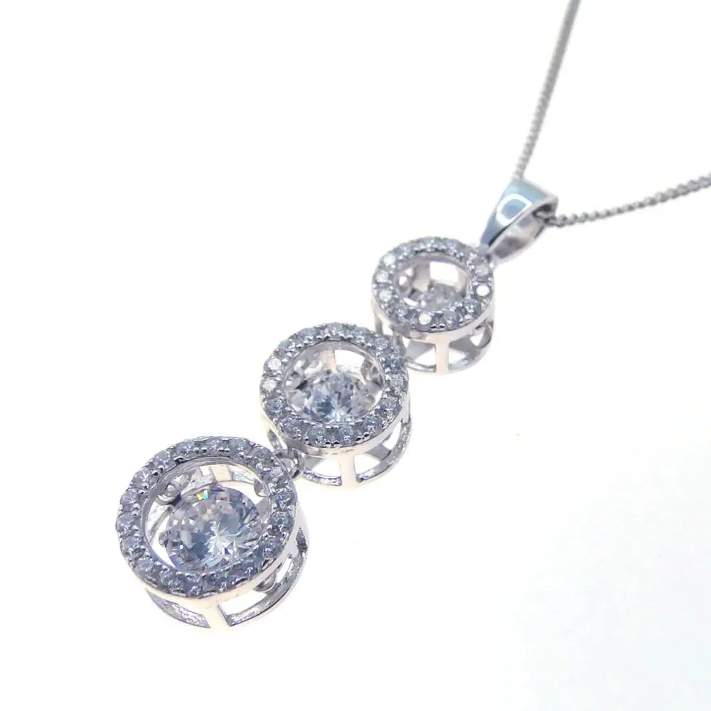 Hot Selling 925 Sterling Silver Moving Jewelry Dancing Diamond Drop Pendant Necklace For Gift | Украшения и аксессуары