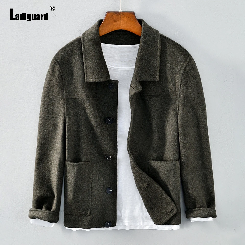 Ladiguard Plus Size Men Fashion Leisure Blazers European Style 2021 Autumn New Stand Pockets Jackets Solid Casual Tops Outerwear (0)