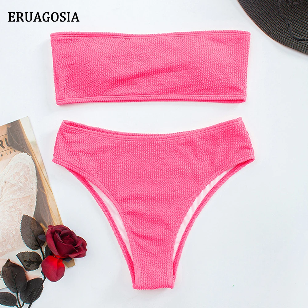 

Сексуальное бикини с высокой талией, бандо, купальник с пуш-ап, Женский бразильский комплект бикини, пляжный купальный костюм, женский бикин...