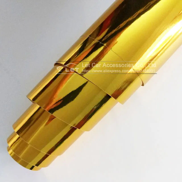 Новейшее высоко растяжимое Зеркало Золото Хром гибкий виниловый оберточный лист