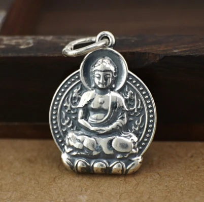 E Amitabha 925 пробы Серебряный Амулет Будды молитва Висячие Подвески DIY Ювелирные изделия A2150 - Окраска металла: E Amitabha
