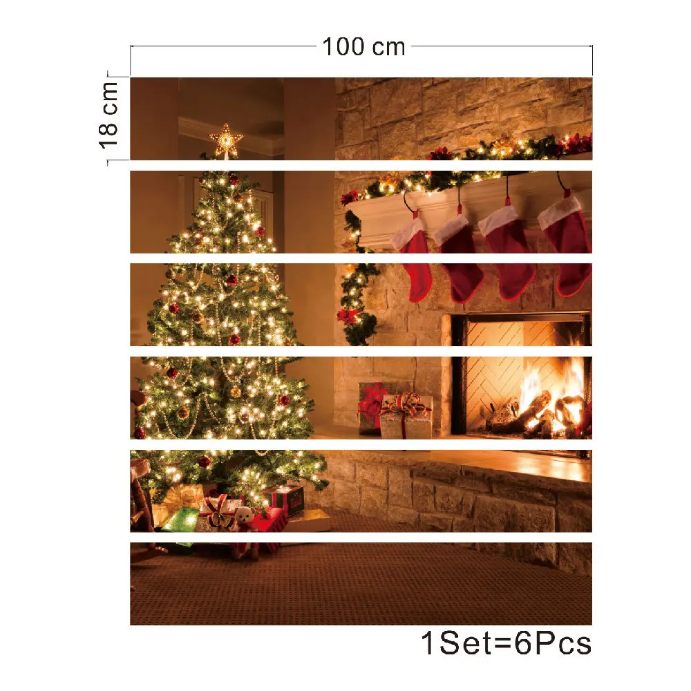 

SLT019 Christmas snow man 3D Simulation Stair Sticker Waterproof Fashion Creative Step Decoration 6pcs*100cm*18.5cm