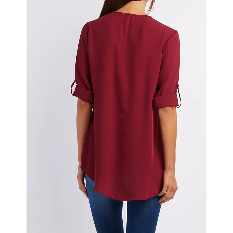 Футболка женская шифоновая на молнии с V образным вырезом|Футболки| |