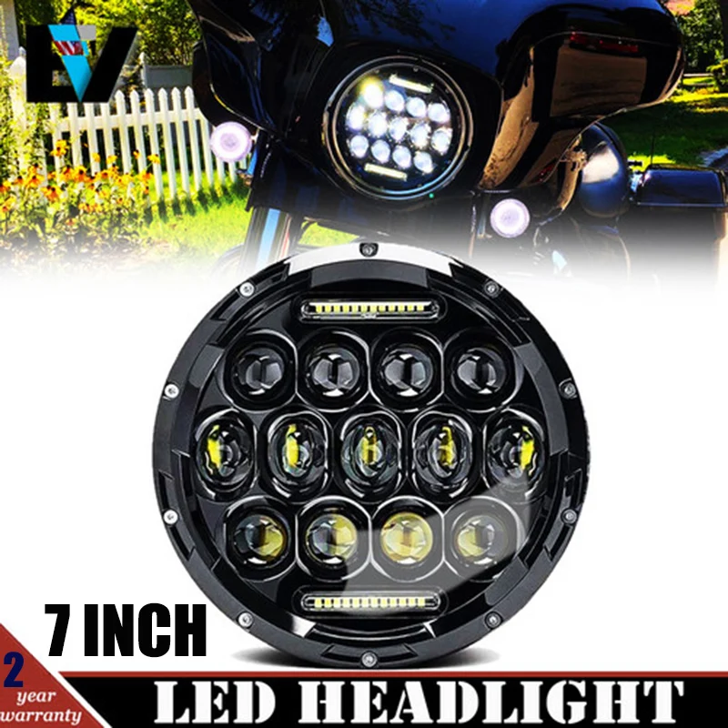 Круглый светодиодный светильник 75 Вт 7 дюймов 1 шт. лампа для бега мотоцикла Harley