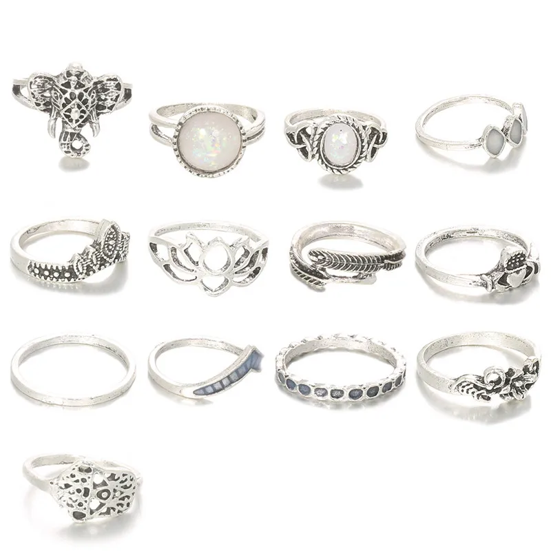 LETAPI 13 шт./компл. женское винтажное обручальное кольцо с резным сердцем цветком