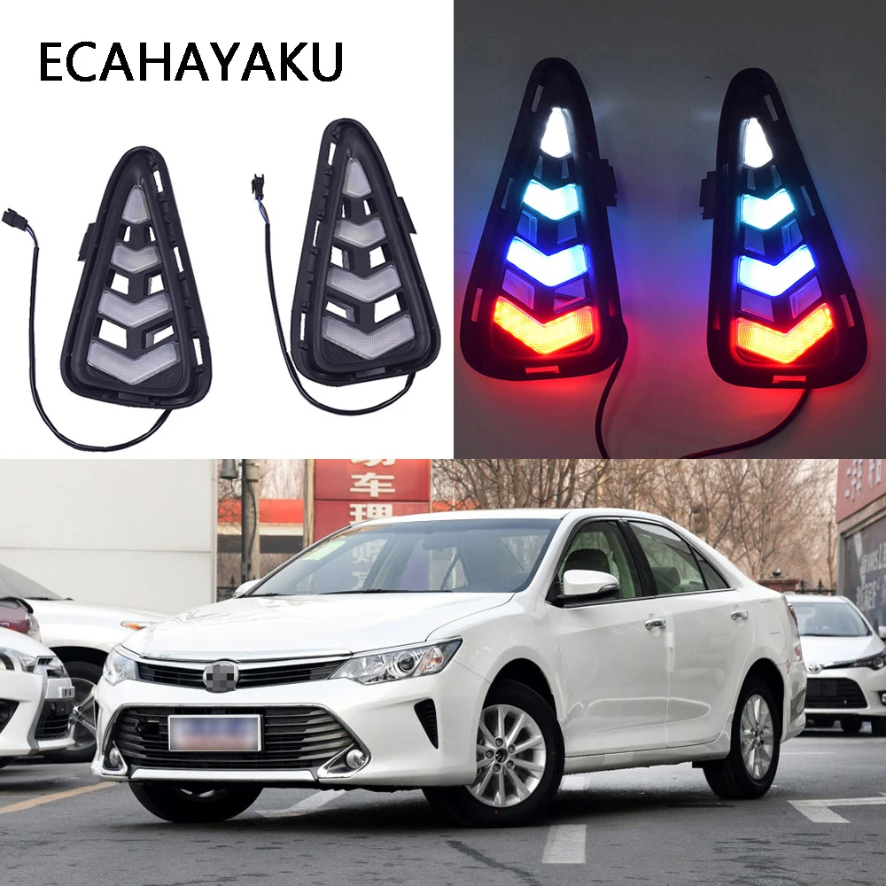 ECAHAYAKU 12V светодиодный DRL Габаритные огни для Toyota Camry 2015 2016 новинка 2017 года Вид рама