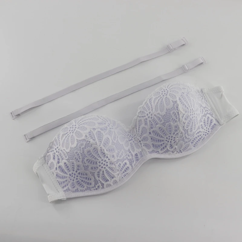 Beauwear Demi силиконовая чашка с полоской против скольжения цветочное кружевное сексуальное нижнее белье Топ Европейский размер 40B 40C 42B 42C 44B 44C 46B 46C - Цвет: White