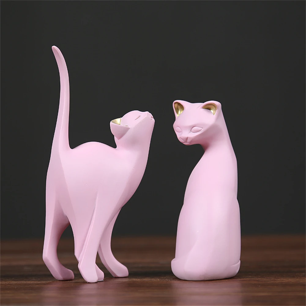 

Economical Beautiful Pink Enchanting Cat Model Natural Environmental Protection Exquisite Ornaments Home Decoration Collectibles