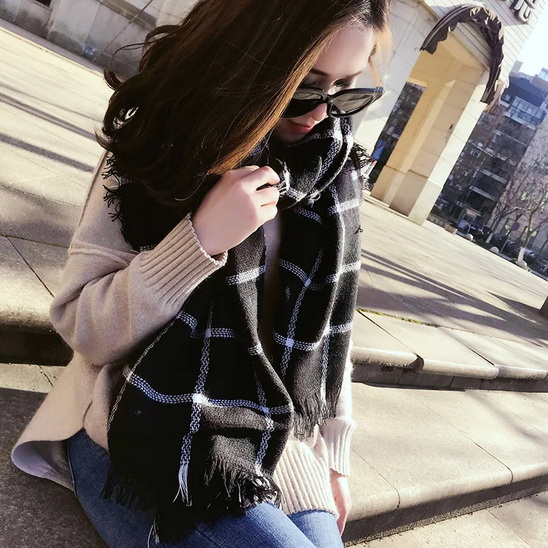 Черно-белый клетчатый шарф красная решетка имитирует кашемировый кондиционер