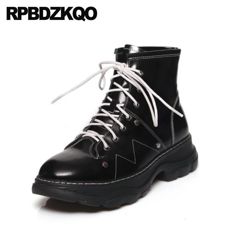 Ботильоны женские на танкетке с круглым носком повседневные ботинки плоской