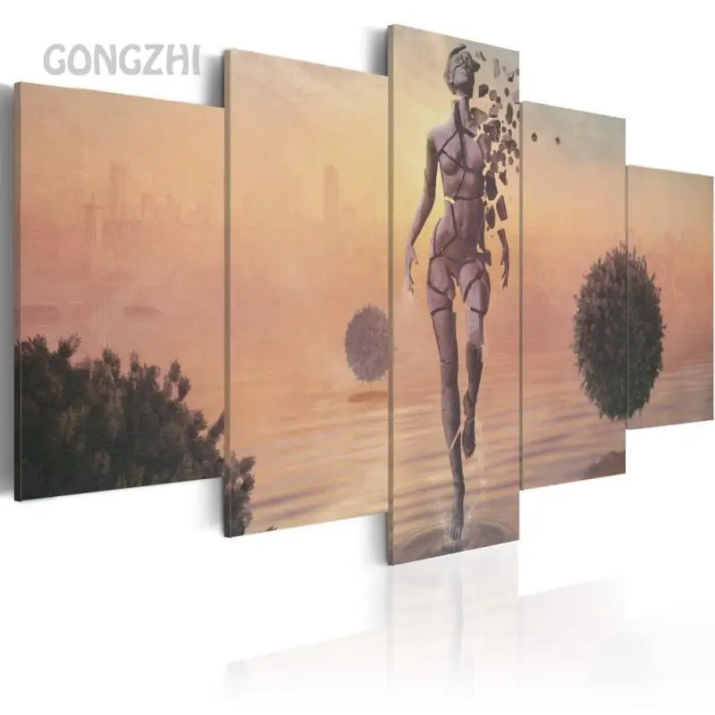

Abstract Character Sculpture Fragment Art Poster Print Canvas Painting Five-Piece Modular Picture Home Wall Decoration Bedroom
