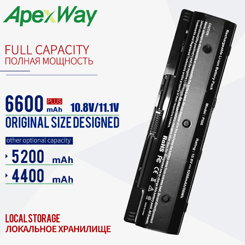 ApexWay 6 ячеек ноутбук батарея PI06 для струйного принтера Hp Envy 15 17 TouchSmart 15 17 Pavilion 15 17 HSTNN-LB40 LB40O LB4N LB4O