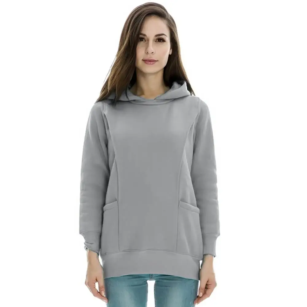 Платья для беременных Одежда топы с капюшоном и длинными рукавами кормления