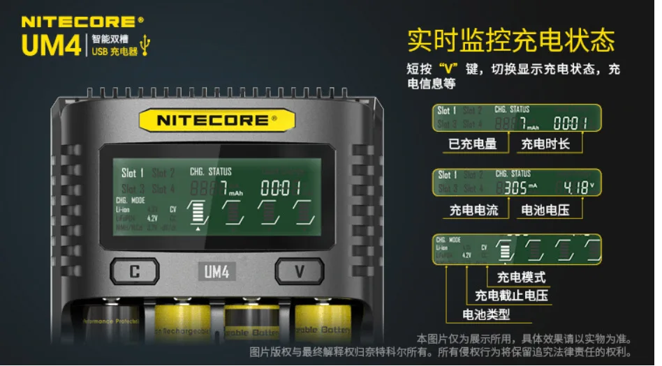 Nitecore NITECORE UM4 UM2 многофункциональный четыре слота Быстрая зарядка поставляется с ремонтом активации USB зарядное устройство