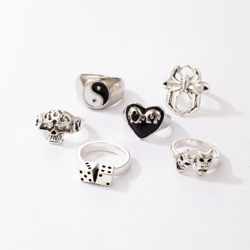 Новинка винтажные черные и белые капающие масляные кольца Tai Chi для женщин мужчин