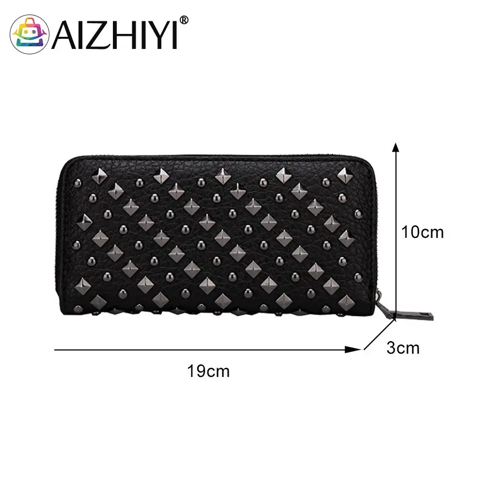 

Vintage Women Rivet Long Wallet Card Holder Casual Ladies Multi Layers Purse Clutch Handbags