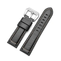 high quality genuine leather watch band 20mm 22mm 24mm black buckle oil wax cowhide watch strap for panerai fossil watch