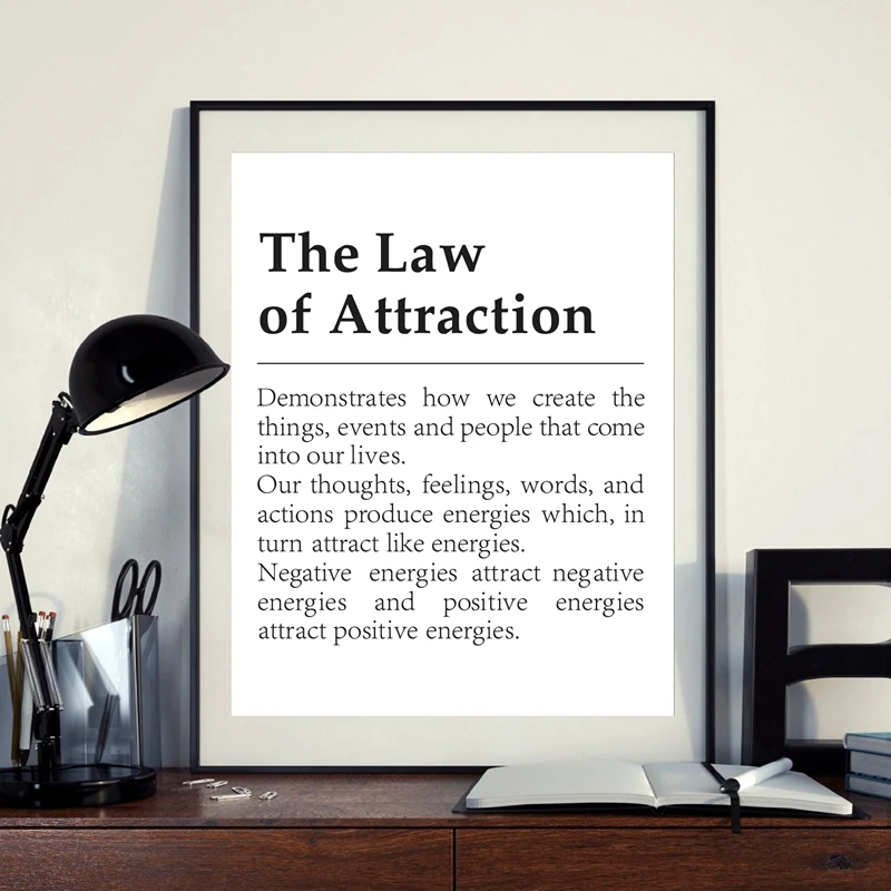 

The Law of Attraction Definition Motivational Print Inspirational Wall Decor Poster Typography Modern Wall Art Canvas Painting