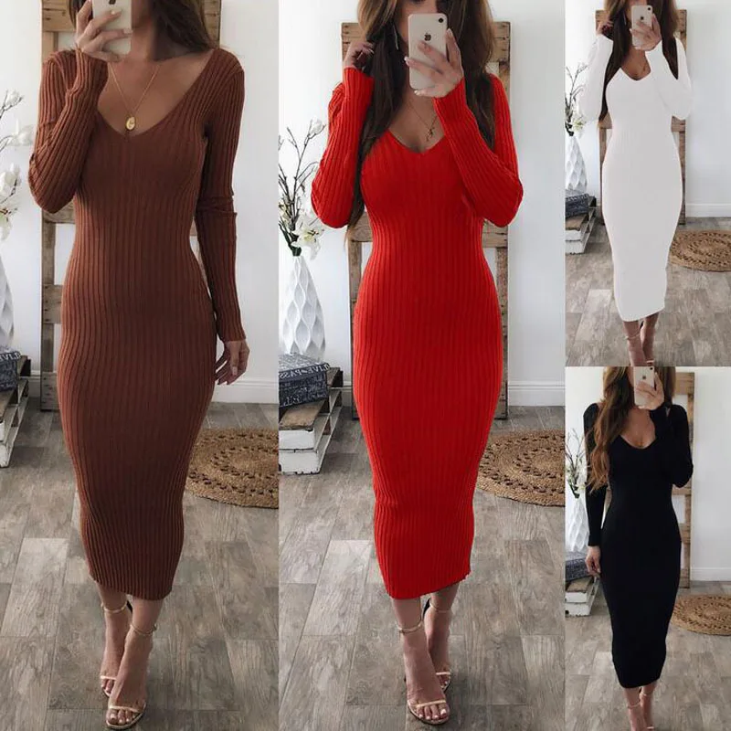 Длинное женское платье модное весеннее летнее однотонное с длинным рукавом