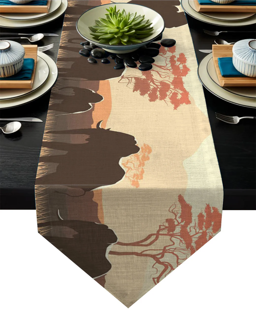 Современная настольная дорожка со слонами и африканскими животными Настольная