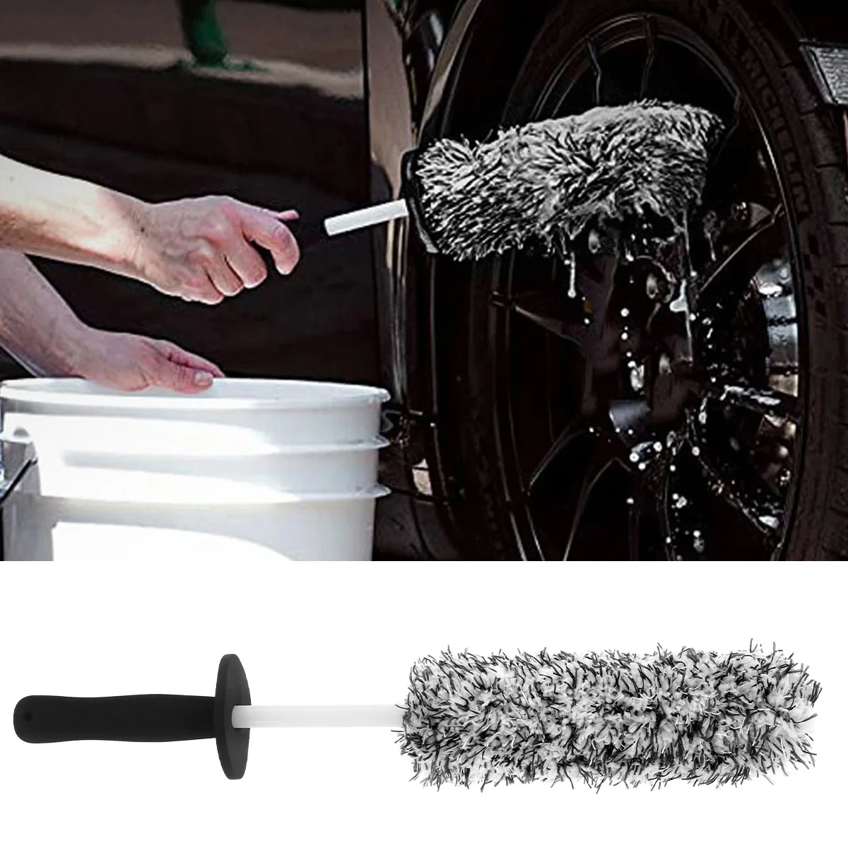 Rim Brush Car Wheel Cleaning Tire Washing Tool Auto Care Multipurpose Cleaner Non-Slip Handle |