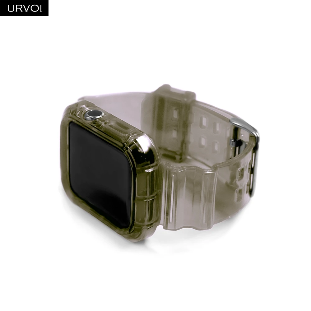 URVOI прозрачный ТПУ ремешок для Apple Watch серии 4 5 чехол iWatch защита на запястье 40 44 мм