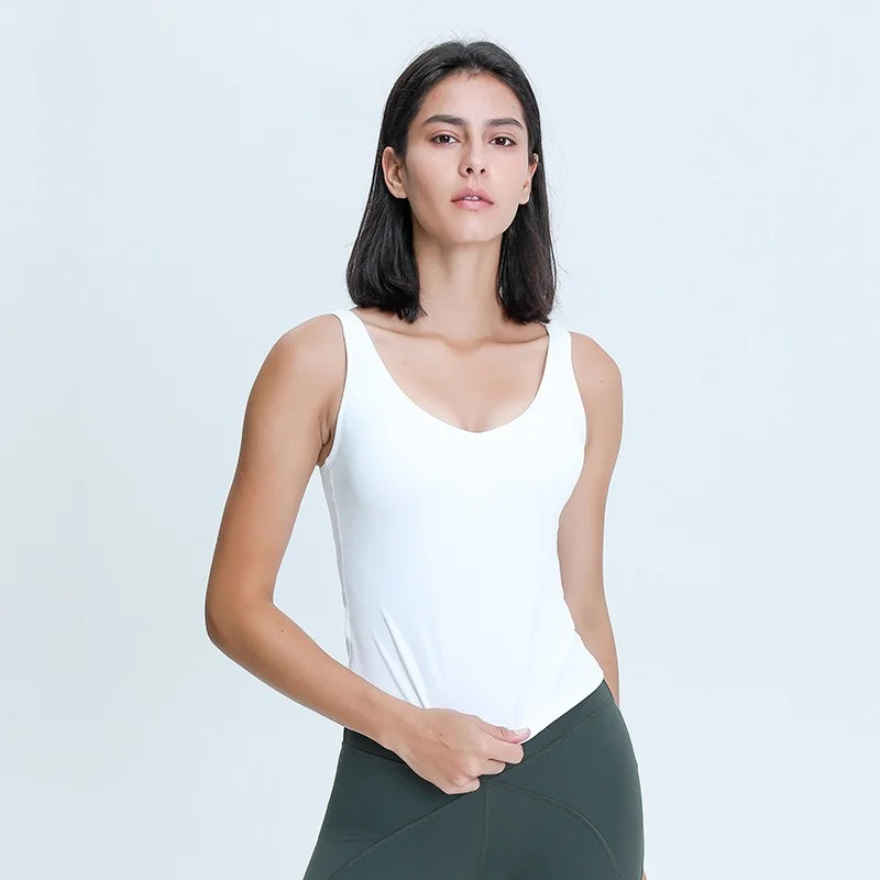 

Women Longline Workout Crop Tank Top with Padded Bra Comfortable Snug Fit Sleeveless Yoga Shirt