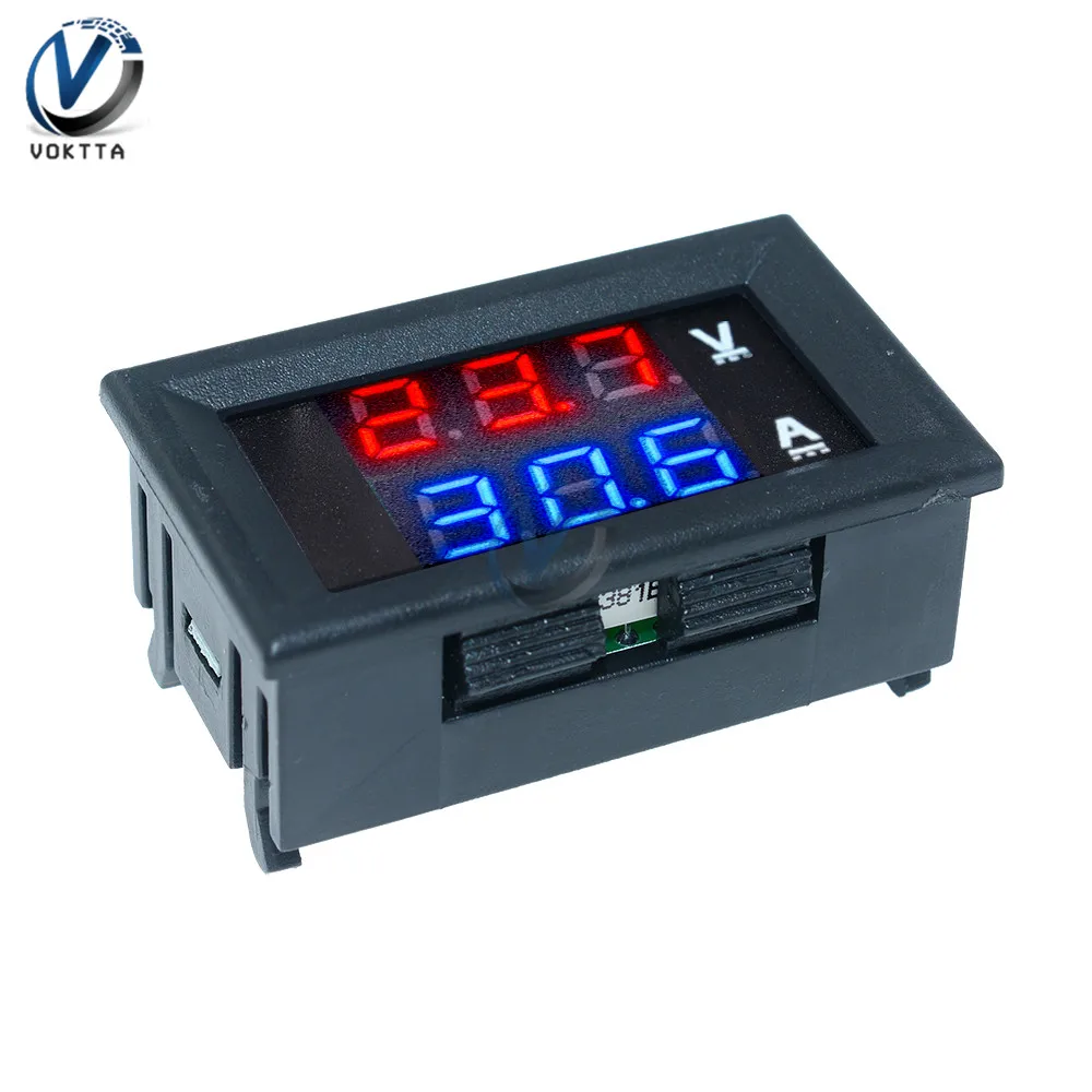 Цифровой вольтметр и амперметр синий красный двойной светодиодный дисплей 100 в