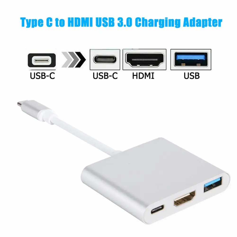 Адаптер USB C HUB Type to 4K HDMI Hub 3 0 отличный алюминиевый сплав серебряный корпус порт для