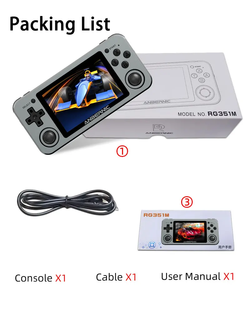 portátil console rg351 handheld jogador