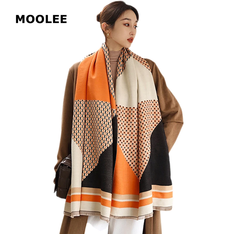 

Luxury Geometric Cashmere Scarf Winter Thick Warm Tassel Shawl Blanket Pashmina Shawl Women's Bandana Bufandas Invierno Mujer